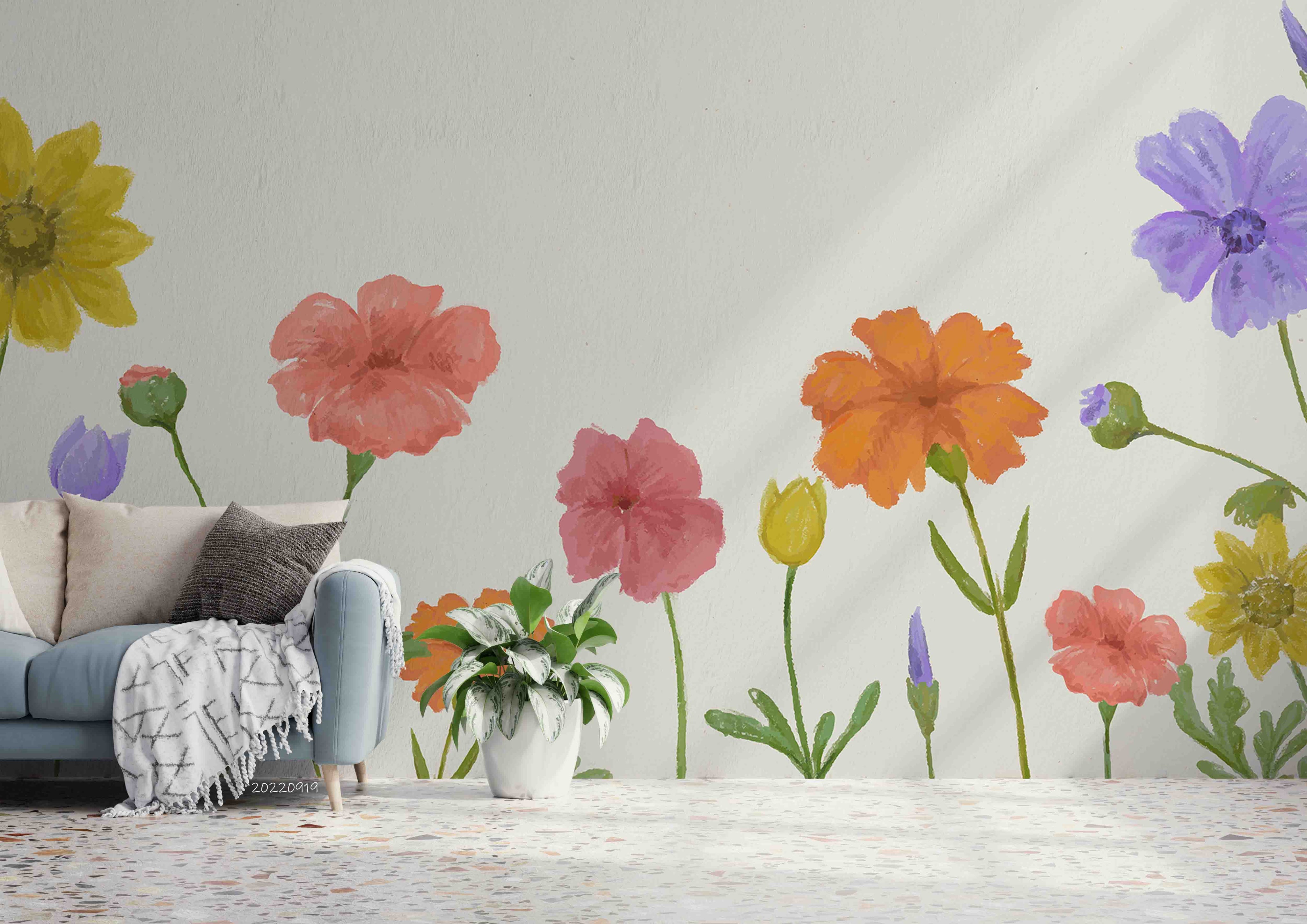 3D Colorful Floral Background Wall Mural Wallpaper GD 3476- Jess Art Decoration