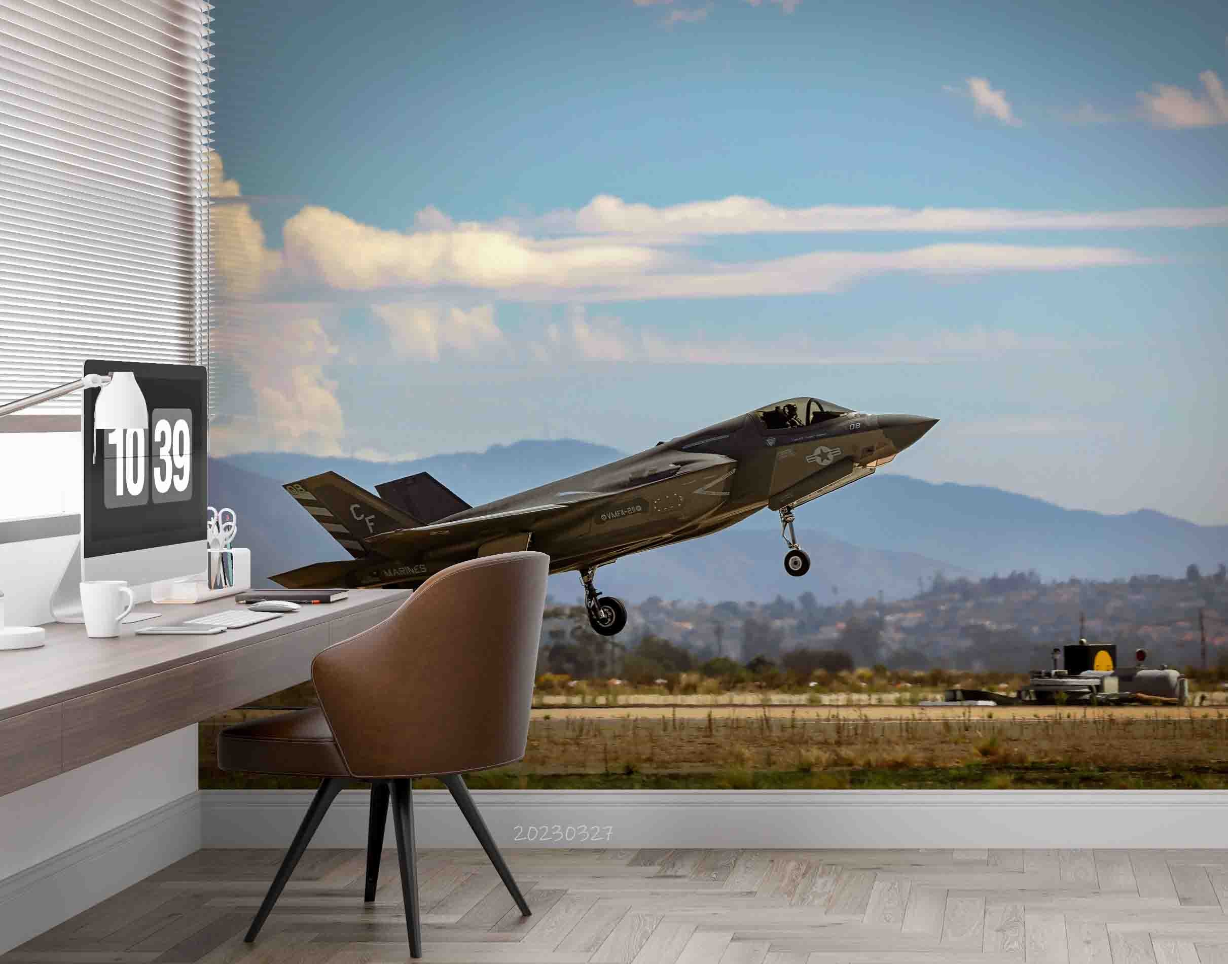 3D Military Aircraft Lockheed Martin F-35 Lightning II Wall Mural Wallpaper GD 5387- Jess Art Decoration
