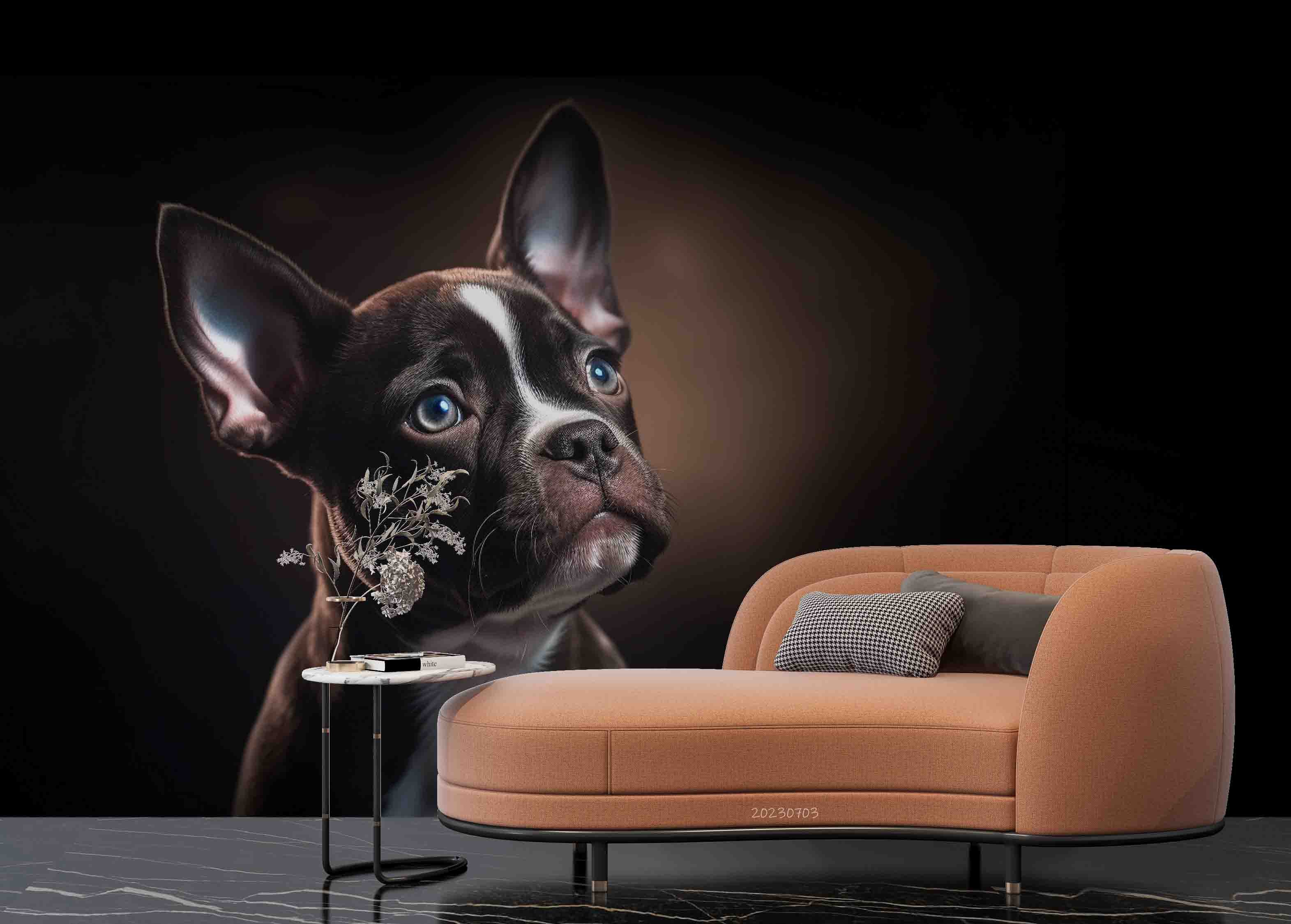 3D Animal Dog Black Wall Mural Wallpaper YXL 1865