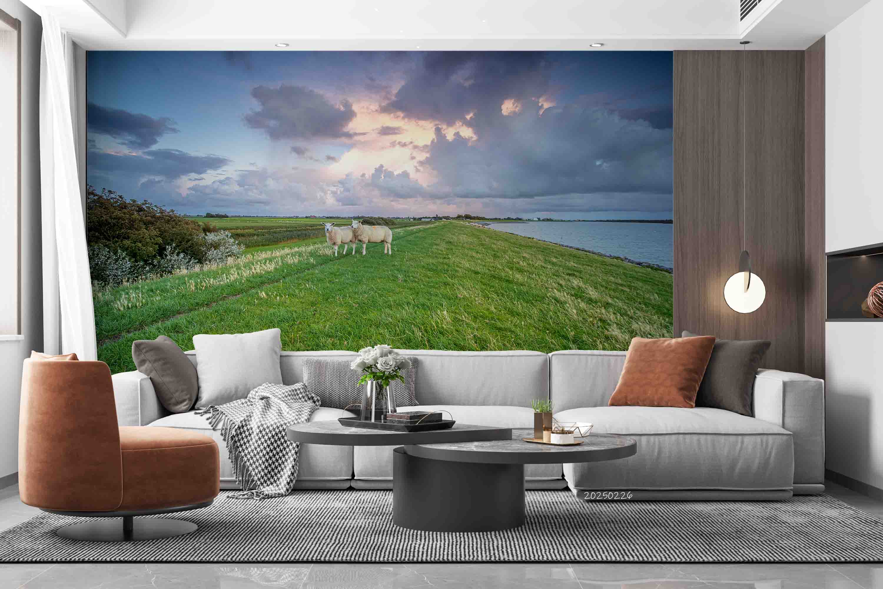 3D Sky Clouds Grassland Nature Scenery Wallpaper Wall Mural Wall Decor Wall Art Wall Sticker Remoable Wallpaper LQH