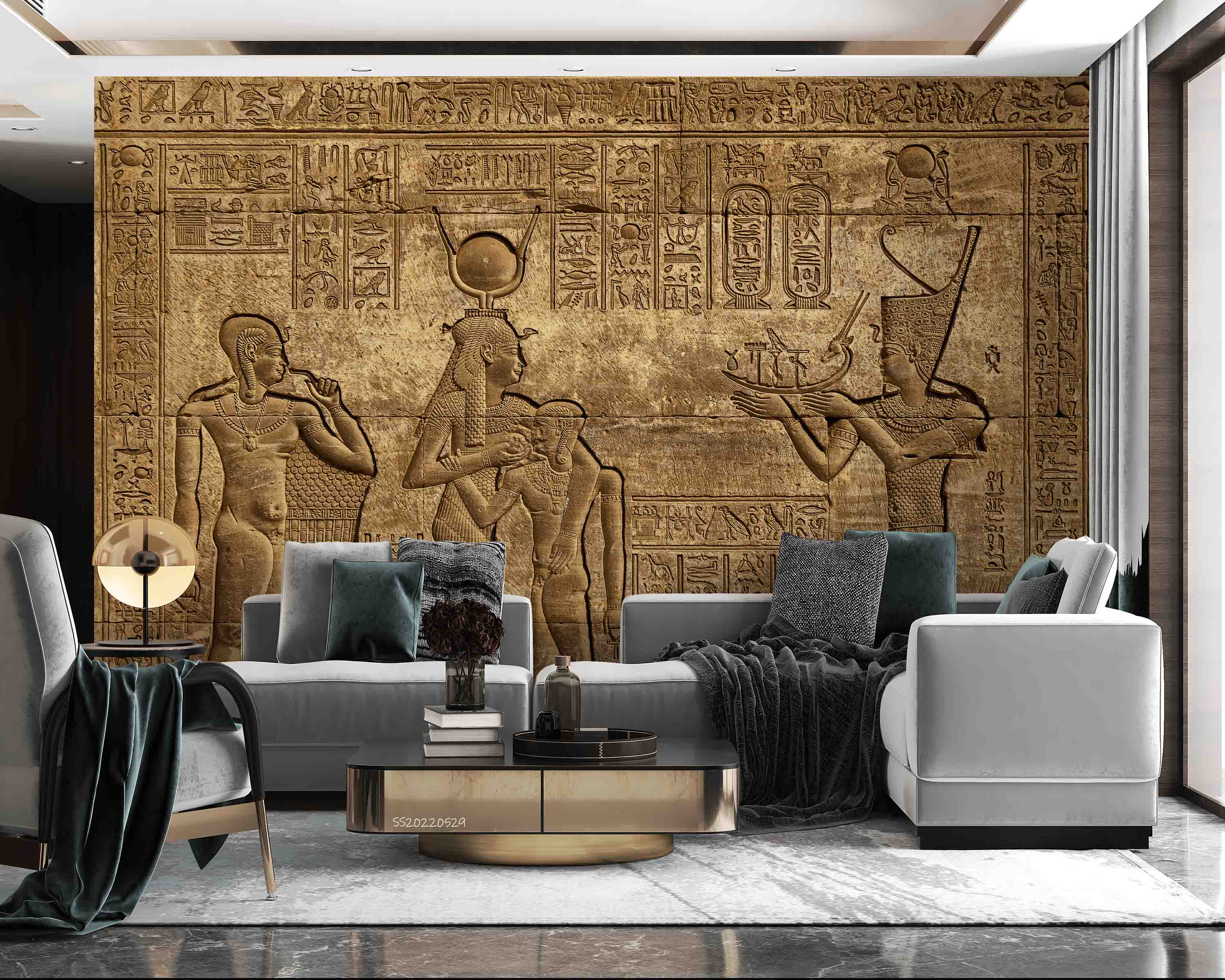 3D Ancient Egyptian Temple Exterior Wall Hieroglyphic Carving Wall Mural Wallpaper GD 4250- Jess Art Decoration