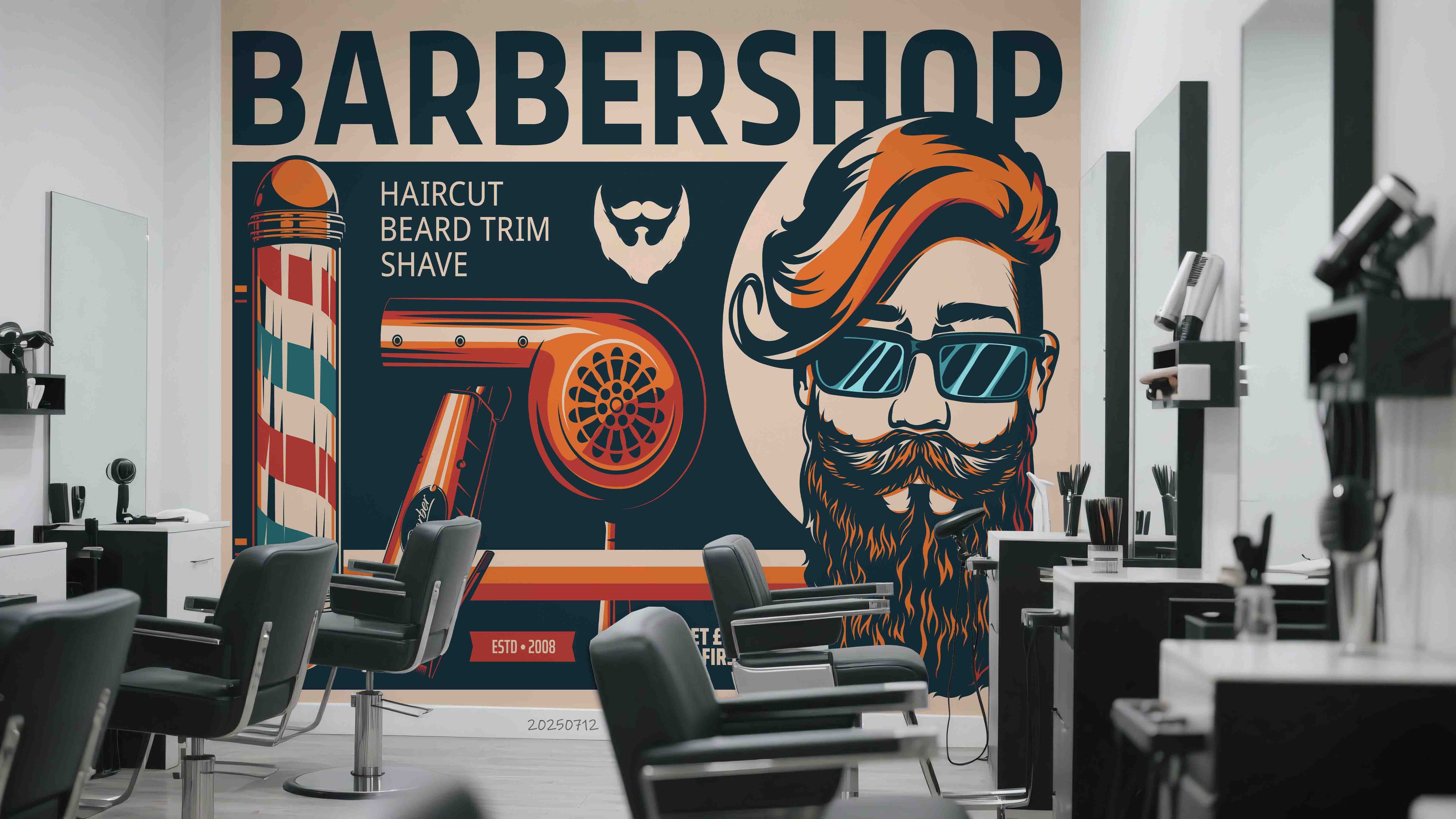 3D Barber Shop Hair Salon Haircut Specialist Shaving Wall Mural Wallpaper 12