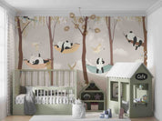 3D Cartoon Cute Forest Panda Hammock Wall Mural Wallpaper GD 4838- Jess Art Decoration