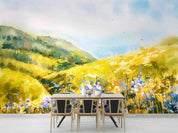 3D Oil Painting Mountain Grassland Floral Cloud Sky Wall Mural Wallpaper YXL 147
