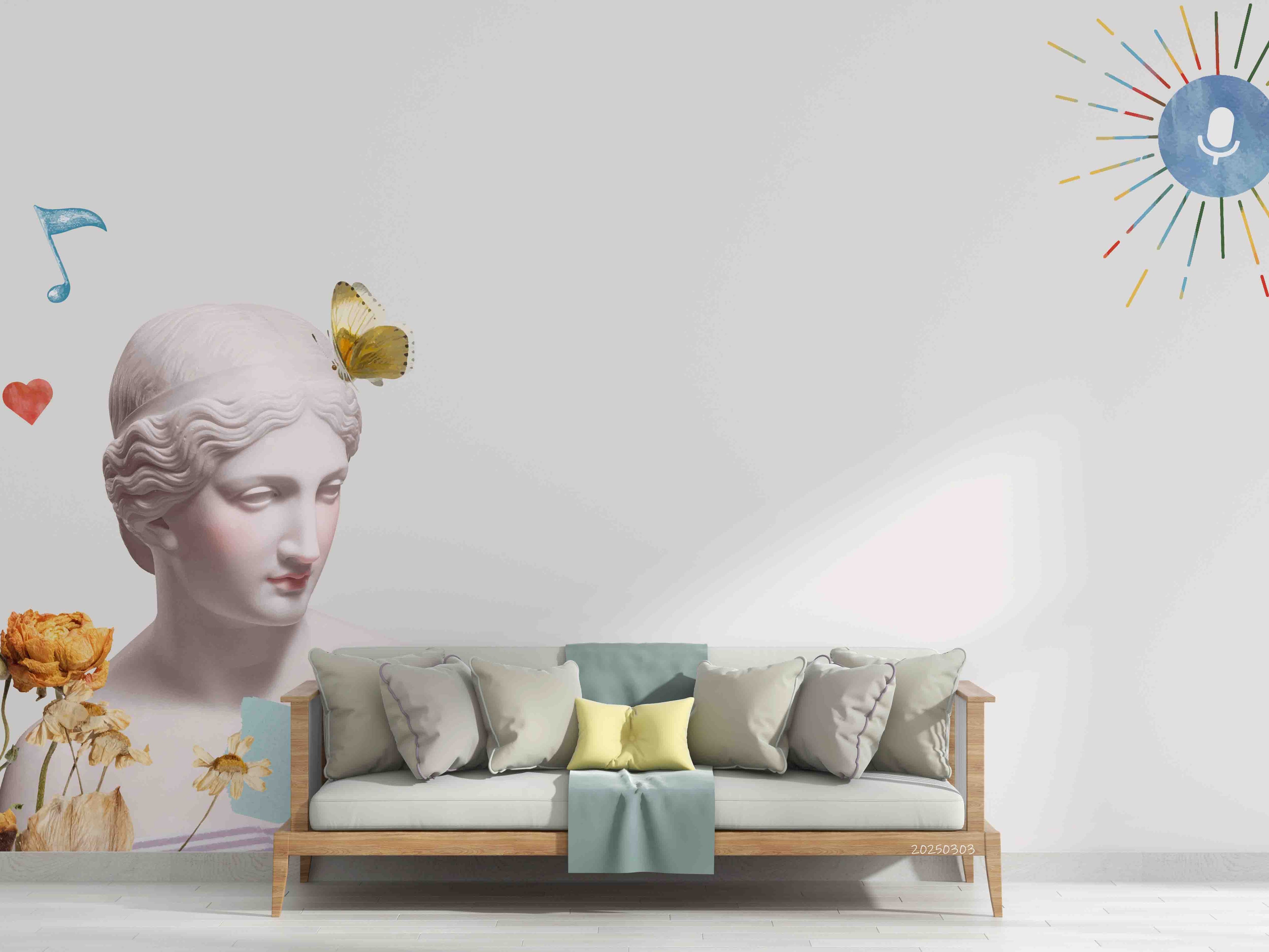 3D White Art Sculpture Pattern Background Wallpaper Wall Mural Wall Decor Wall Art Wall Sticker Remoable Wallpaper LQH