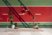 3D Woman Man Stadium Running Line Wall Mural Wallpaper YXL 109