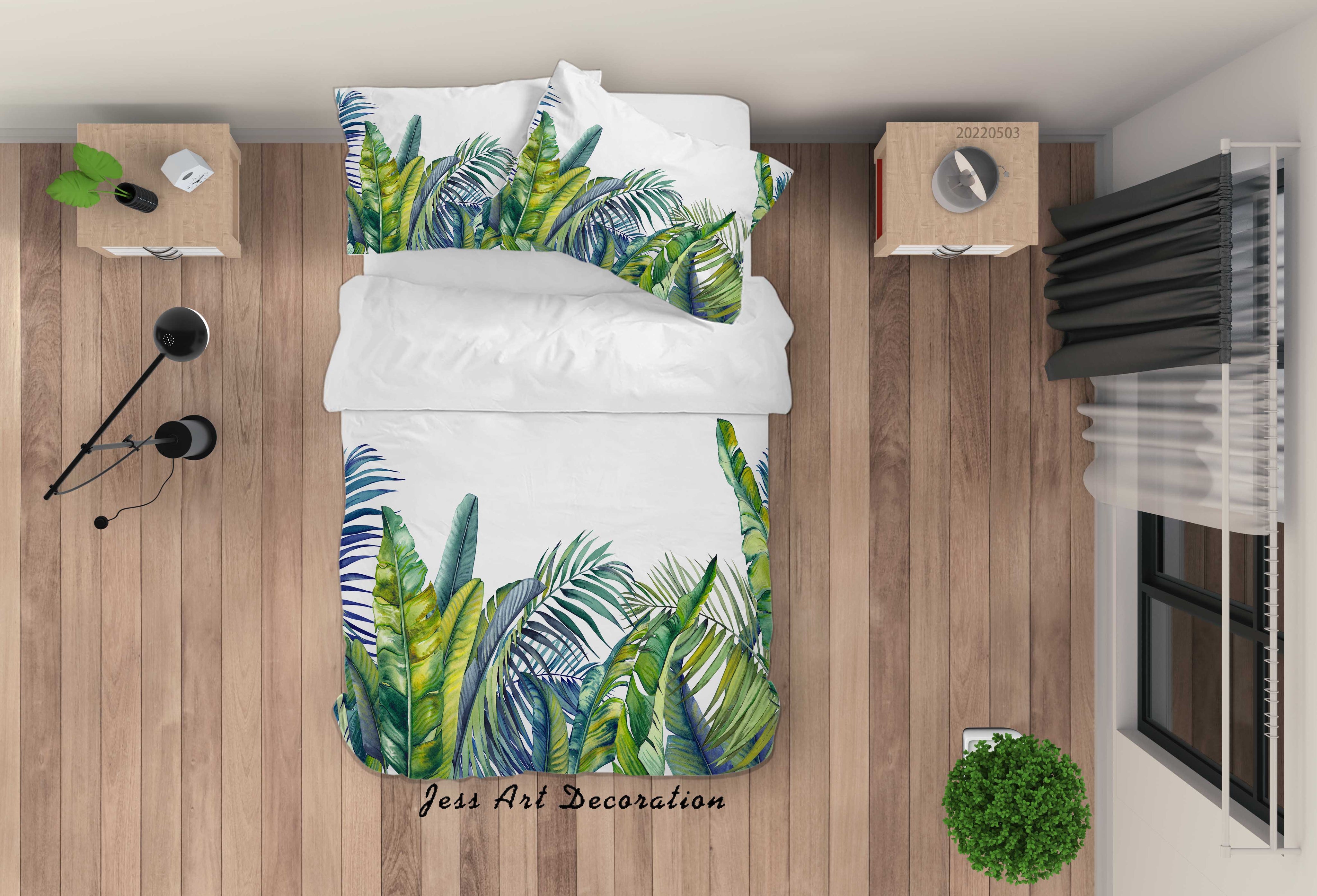 3D Selva Leaf Quilt Cover Set Bedding Set Duvet Cover Pillowcase 516