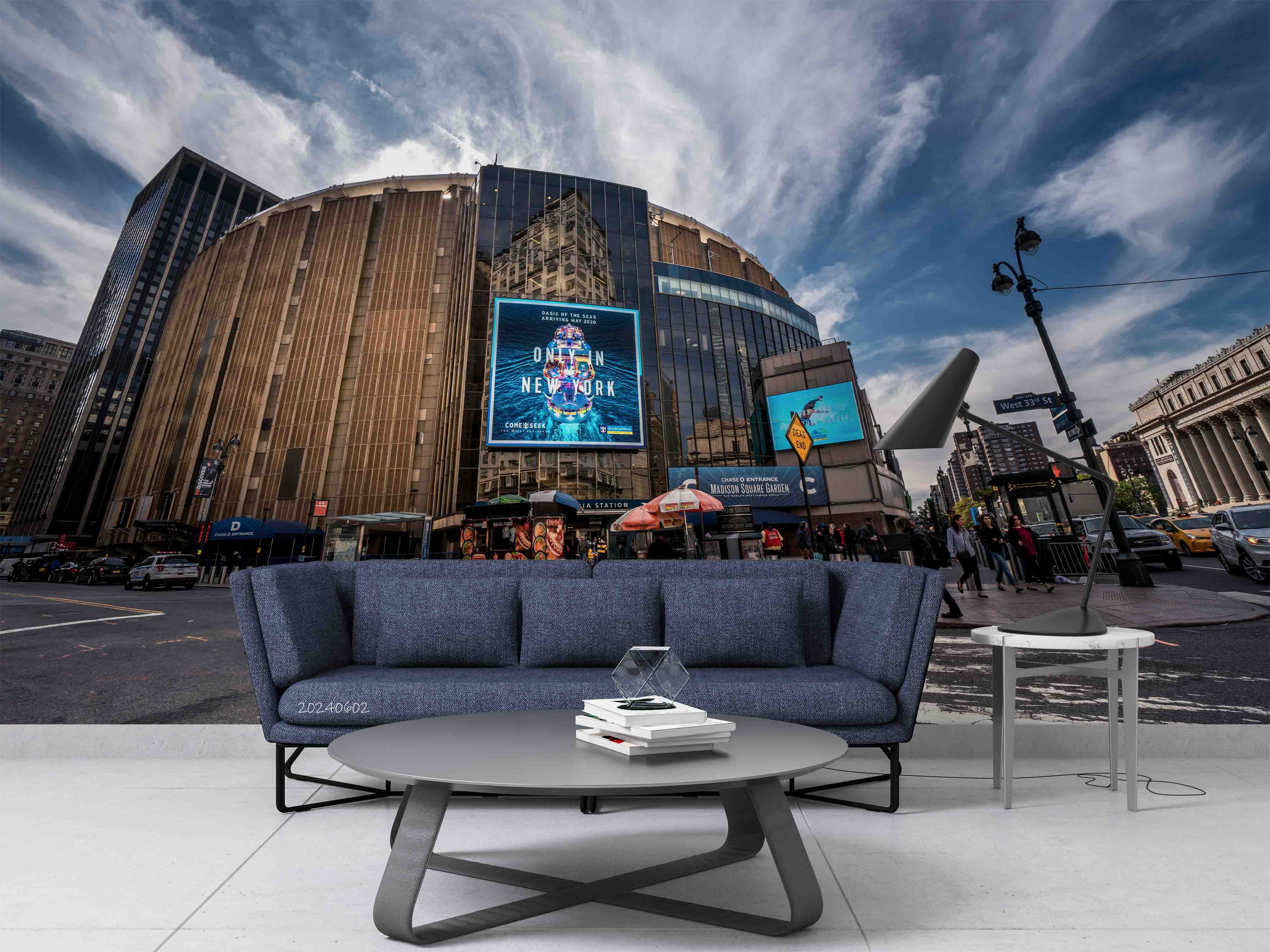 3D City Architecture Stadium Cloud Sky Road Screen Wall Mural Wallpaper YXL 448