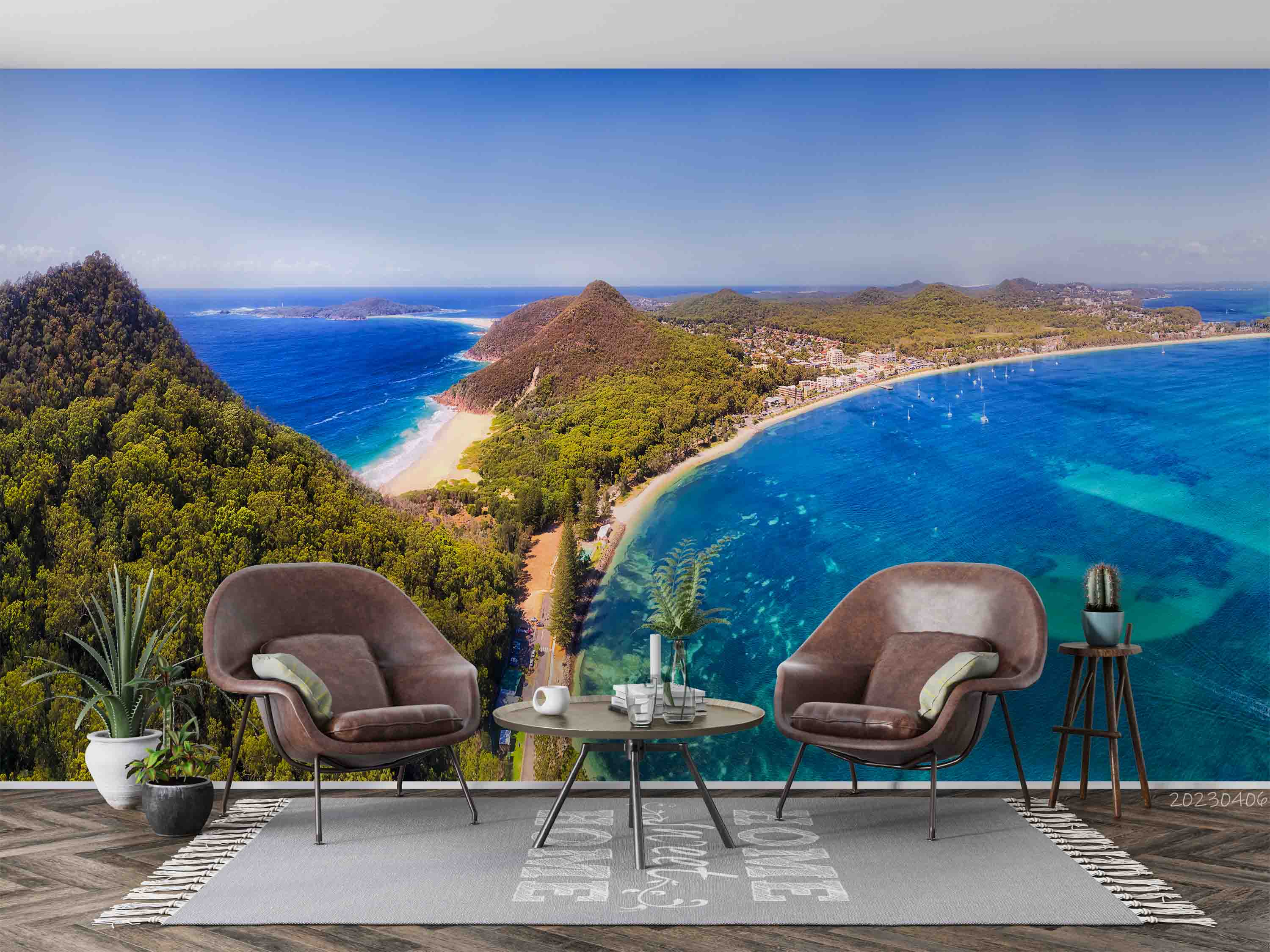 3D Blue Sea Mountain Coast Scenery Wall Mural Wallpaper GD 5623- Jess Art Decoration