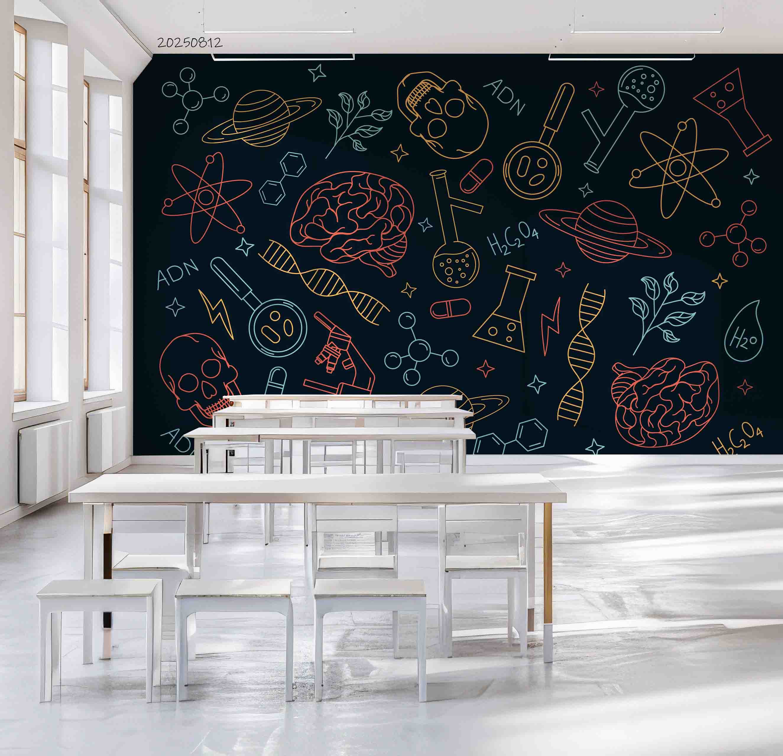 3D School STEM Science Lab Classroom Teaching Aid Wall Mural Wallpaper 42