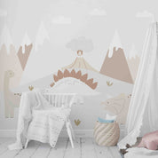 3D Mountain Dinosaur Cloud Volcano Wall Mural Wallpaper YXL 336