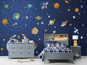 3D Cartoon Space Planet Satellite Star Wall Mural Wallpaper GD 4551- Jess Art Decoration