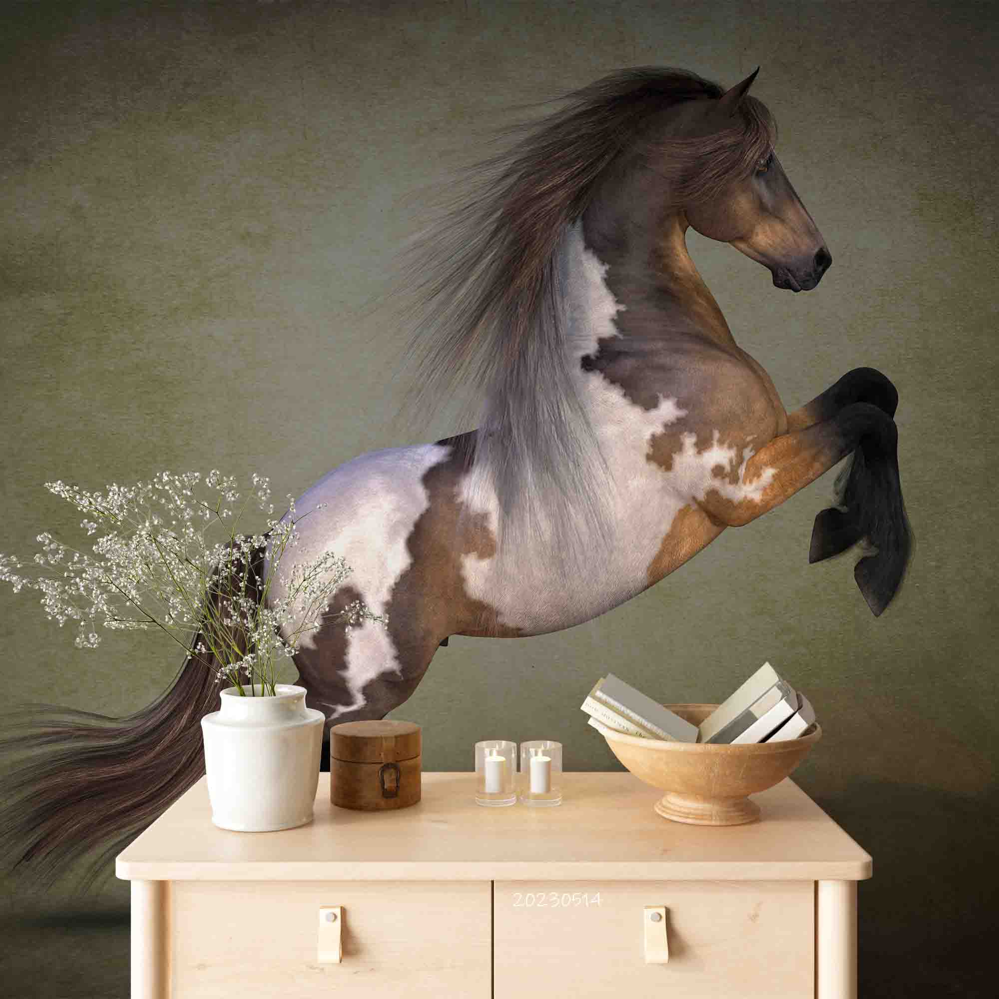 3D Beautiful Spotted Horse Wall Mural Wallpaper GD 5369- Jess Art Decoration