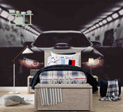 3D Black Sports Car Tunnel Wallpaper Wall Mural Wall Decor Wall Art Wall Sticker Remoable Wallpaper