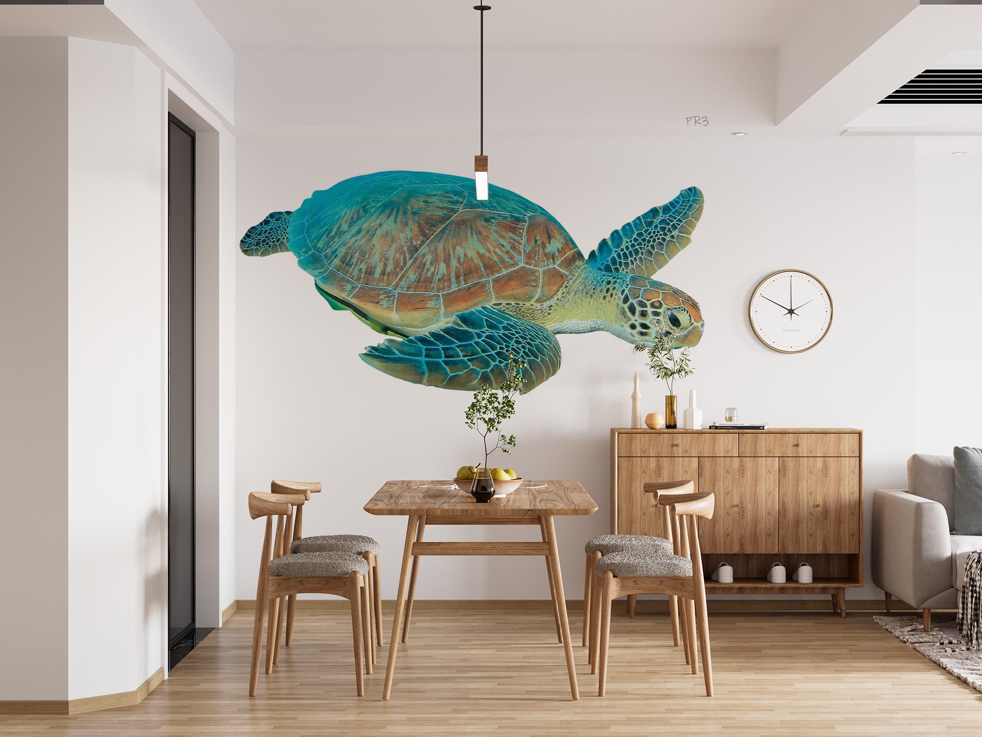 3D Watercolor Turtle Pattern White Background Wall Mural Wallpaper GD 3800- Jess Art Decoration
