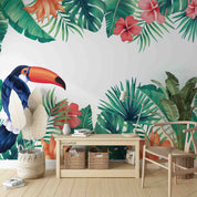 3D Watercolor Tropical Floral Leaf Toucan Background Wall Mural Wallpaper GD 3330- Jess Art Decoration