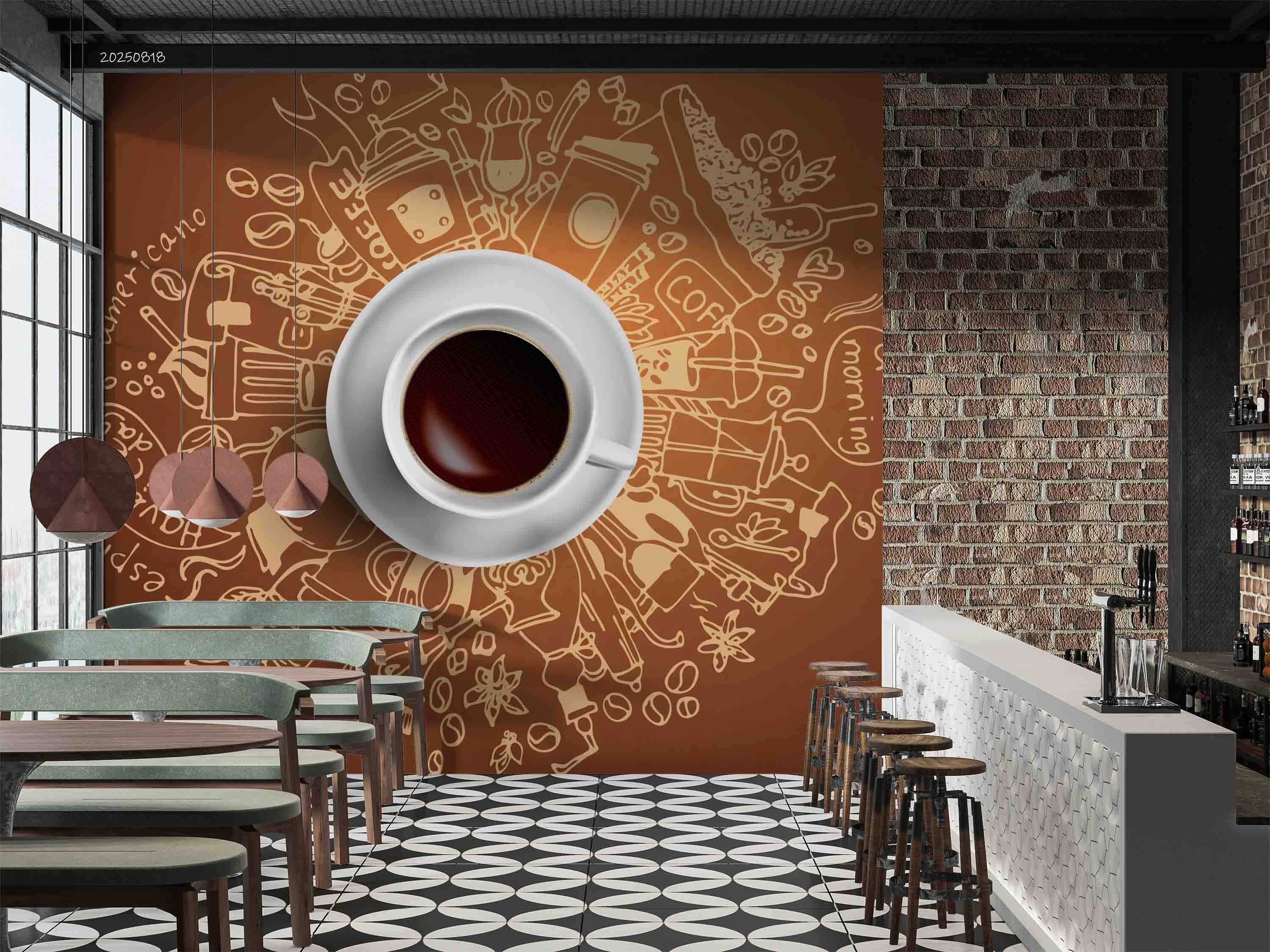 3D Restaurant Snack Bar Coffee Shop Wall Mural Wallpaper 56