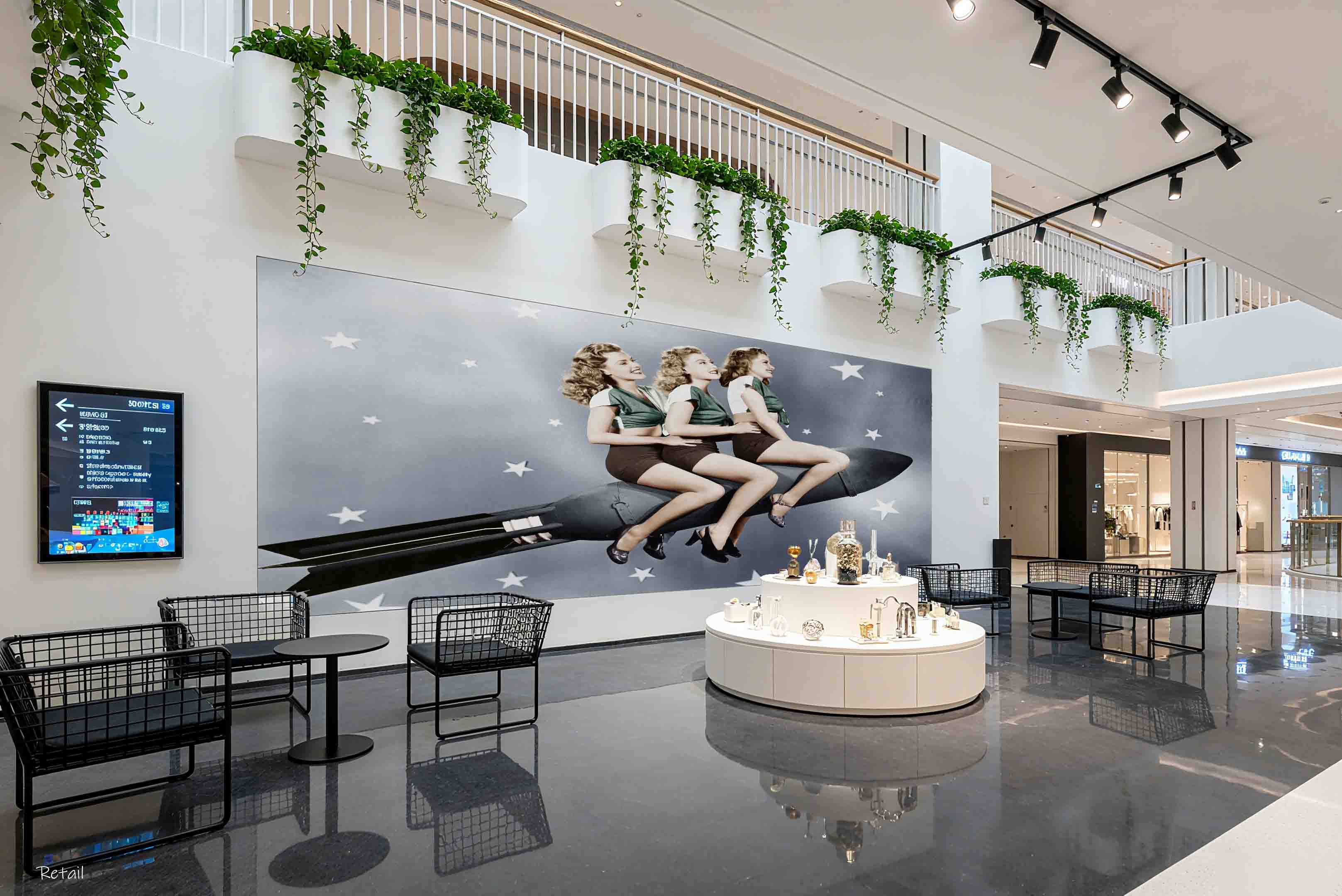 3D Retail Shop Store Market Trade Beautiful Woman Rocket Space Wall Mural Wallpaper 30