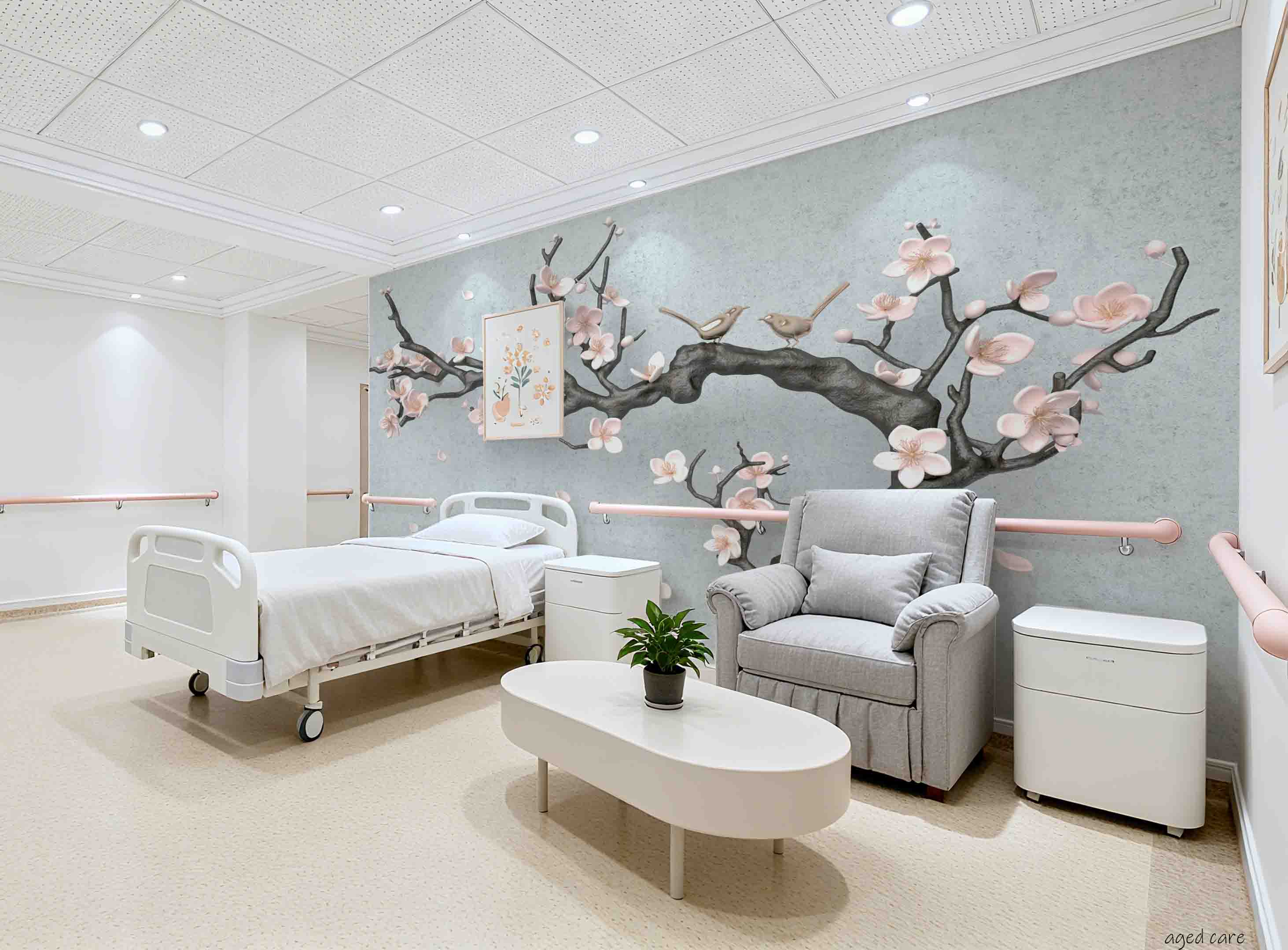 3D Aged Care Retirement Home Gerocomium Rest Home Floral Tree Wall Mural Wallpaper 32