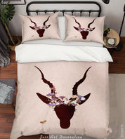 3D Floral Cow Pink Quilt Cover Set Bedding Set Duvet Cover Pillowcase 150