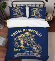 3D Motorbike Letter Blue Quilt Cover Set Bedding Set Duvet Cover Pillowcase 455