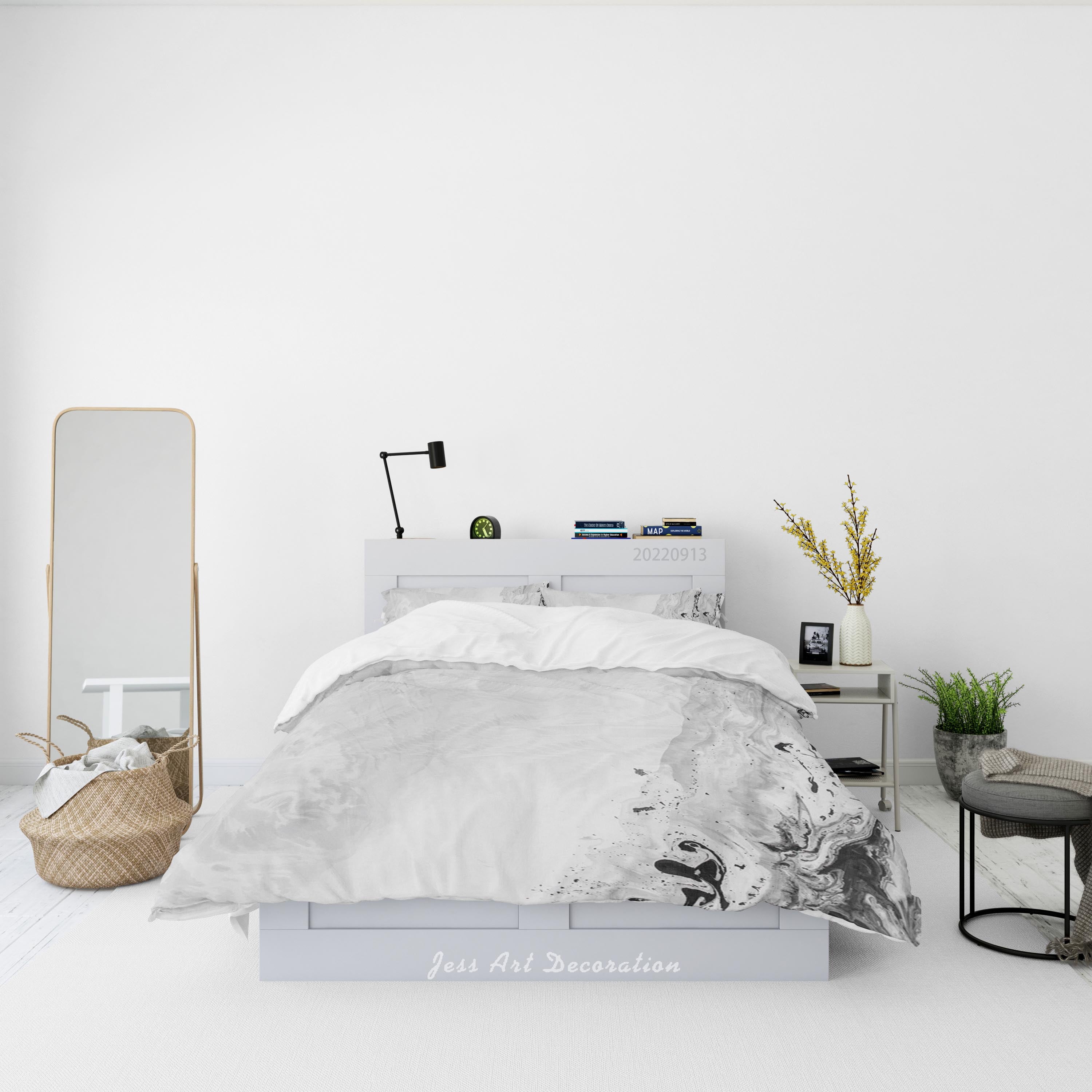 3D Ink And Wash Fluid Ripple Gray Quilt Cover Set Bedding Set Duvet Cover Pillowcase 49