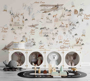 3D Animal World Aircraft Hydrogen Balloon Penuins Wall Mural Wallpaper YXL 2530