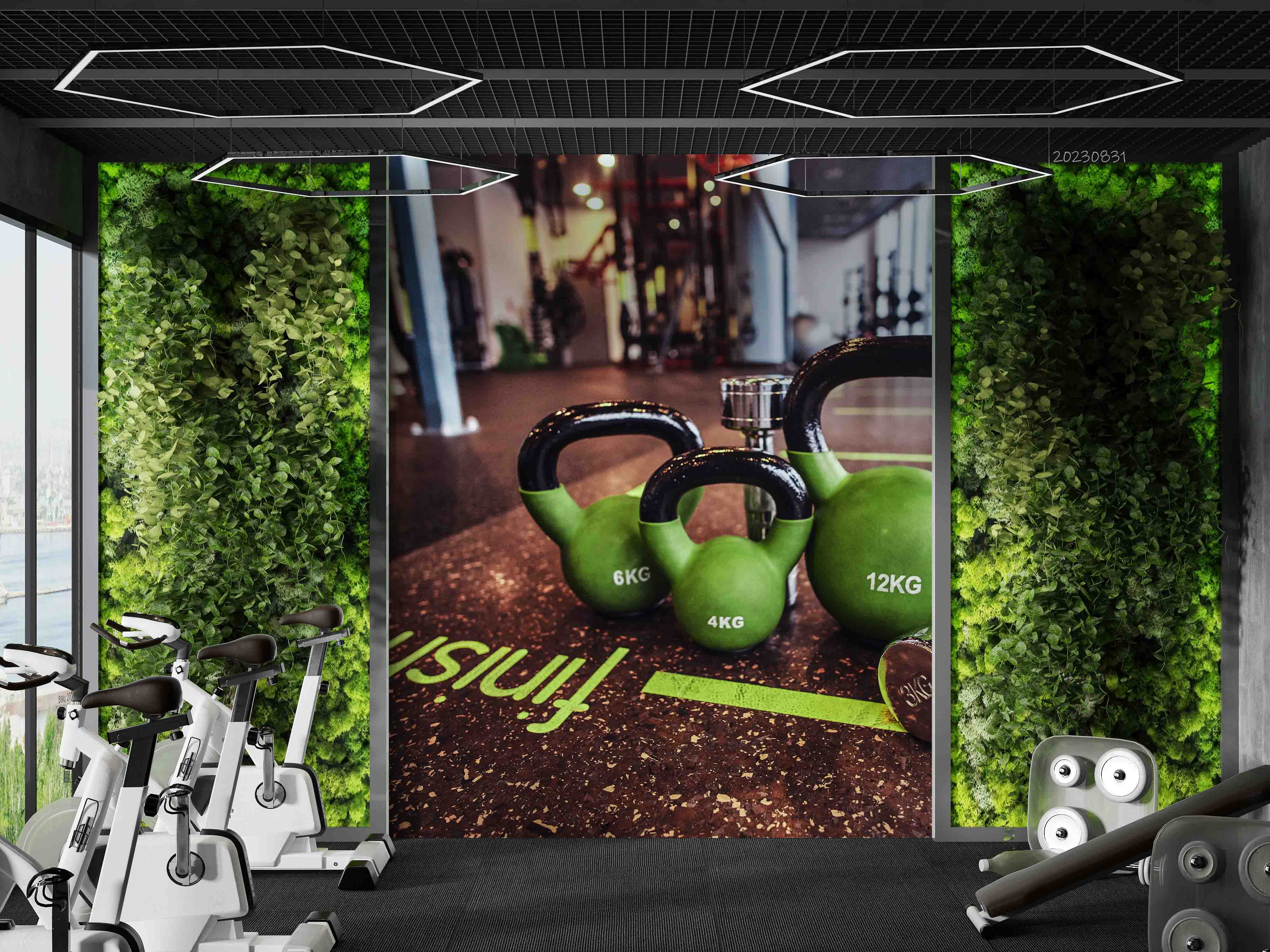 3D Gym Kettle-Bell Dumbbell Wall Mural Wallpaper YXL 2402