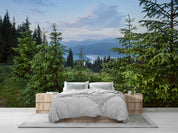 3D Blue Sky Clouds Green Forest Nature Scenery Wallpaper Wall Mural Wall Decor Wall Art Wall Sticker Remoable Wallpaper LQH