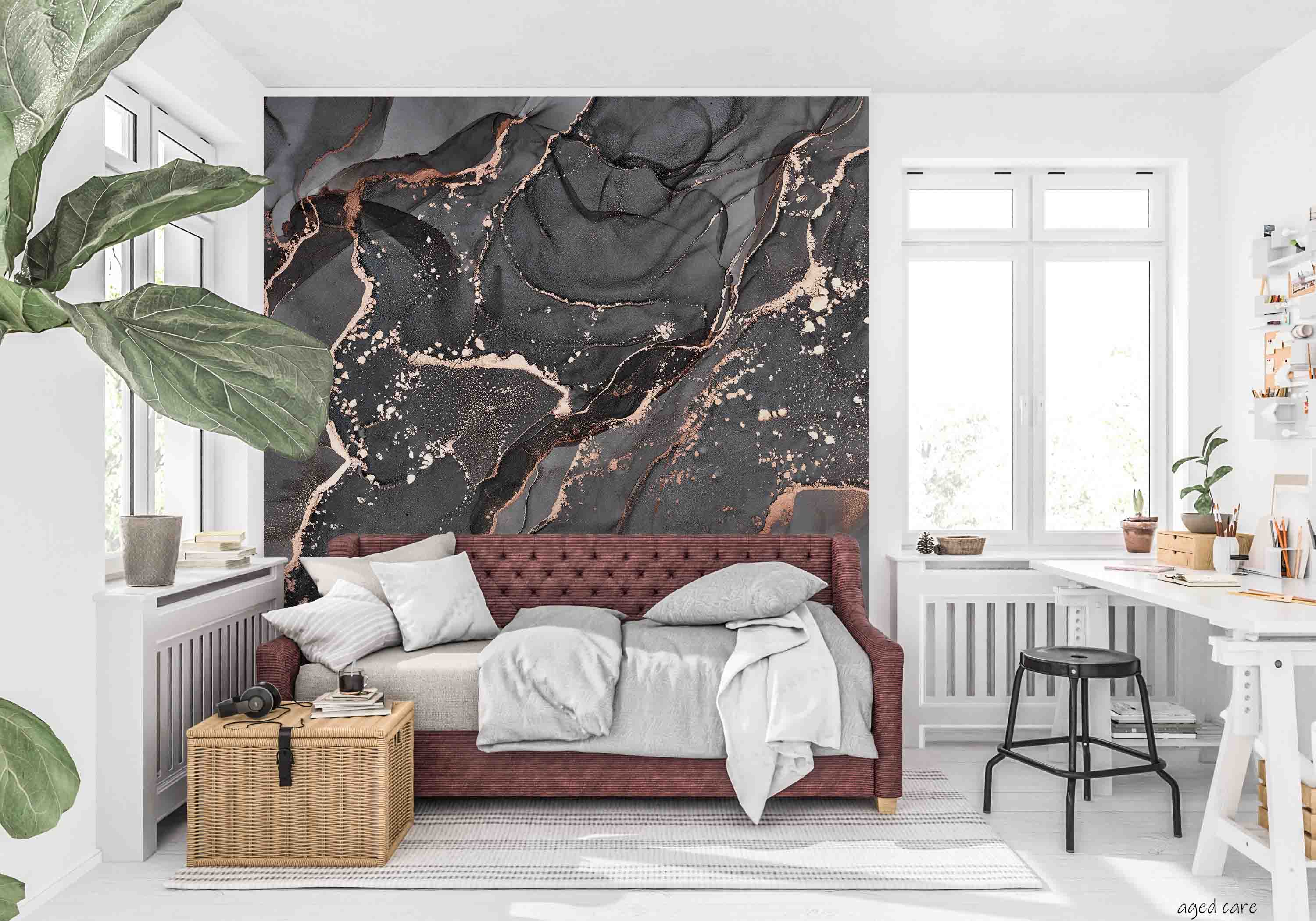 3D Aged Care Retirement Home Gerocomium Rest Home Marble Black Wall Mural Wallpaper 21