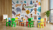 3D Childcare Nursery School Cartoon Animals Kids Wall Mural Wallpaper JN 51