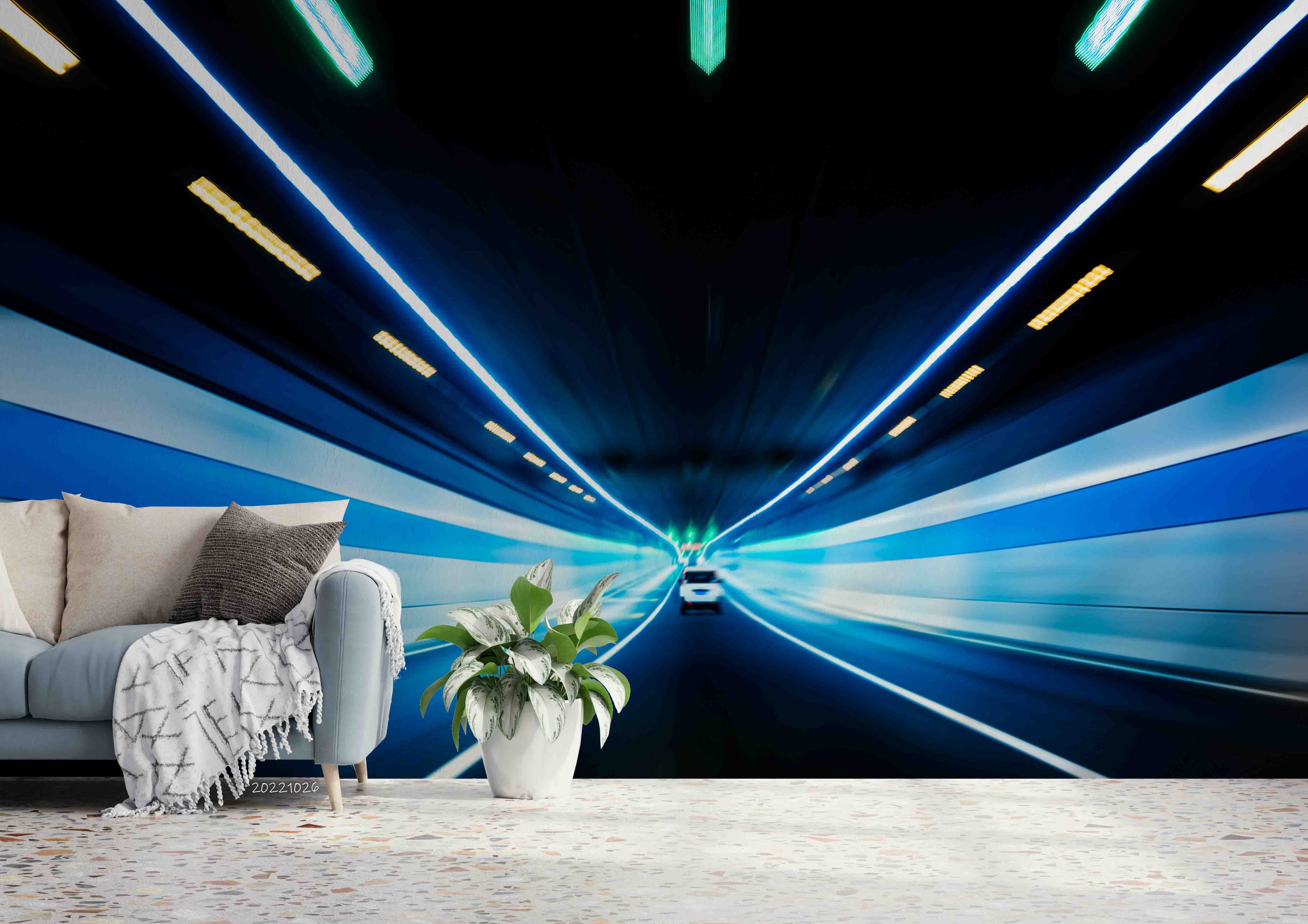 3D Traffic Tunnel Lighting Wall Mural Wallpaper GD 3123- Jess Art Decoration