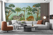 3D Cartoon Green Forest Animal Giraffe Wallpaper Wall Mural Wall Decor Wall Art Wall Sticker Remoable Wallpaper LQH 1