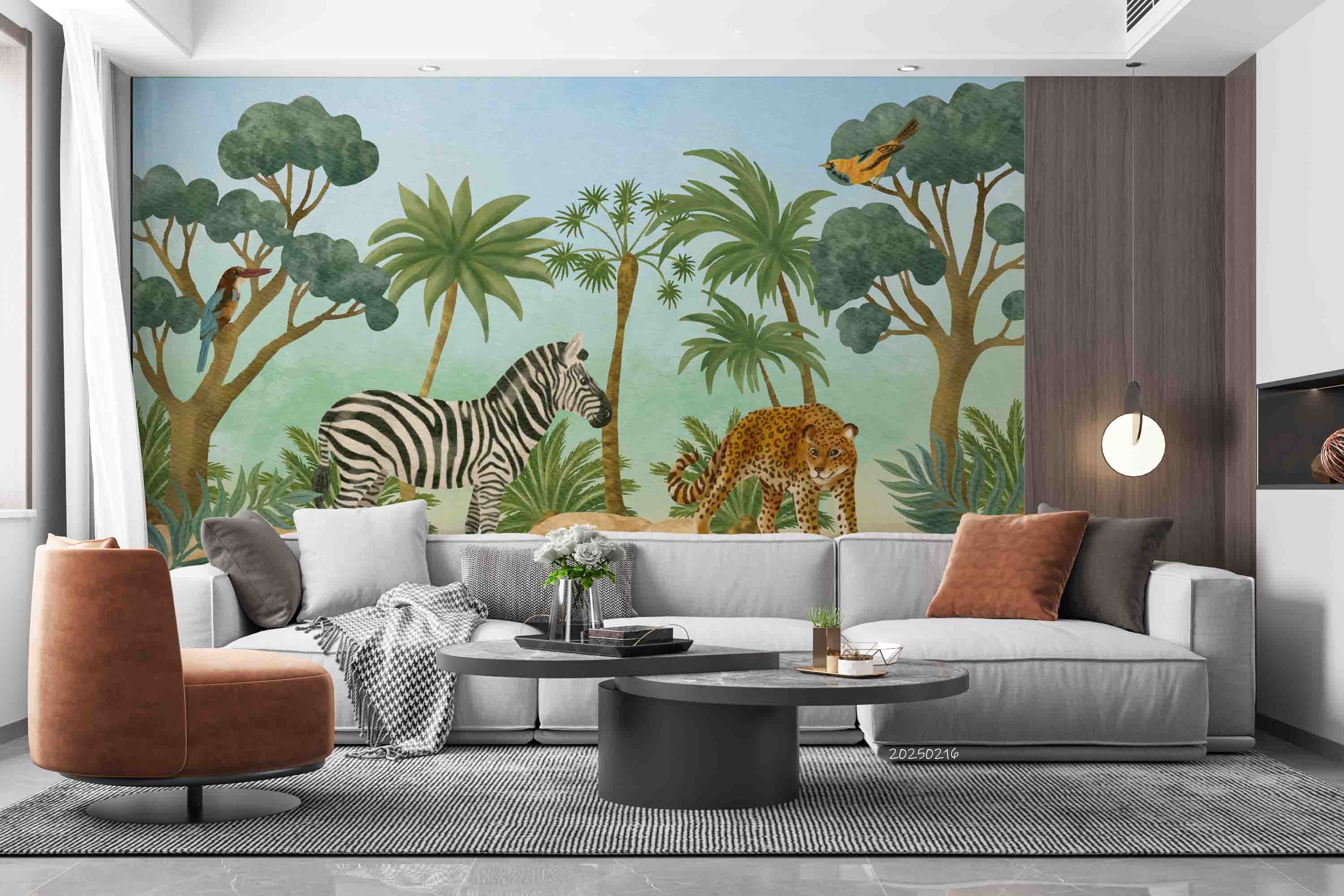 3D Cartoon Green Forest Animal Giraffe Wallpaper Wall Mural Wall Decor Wall Art Wall Sticker Remoable Wallpaper LQH 1