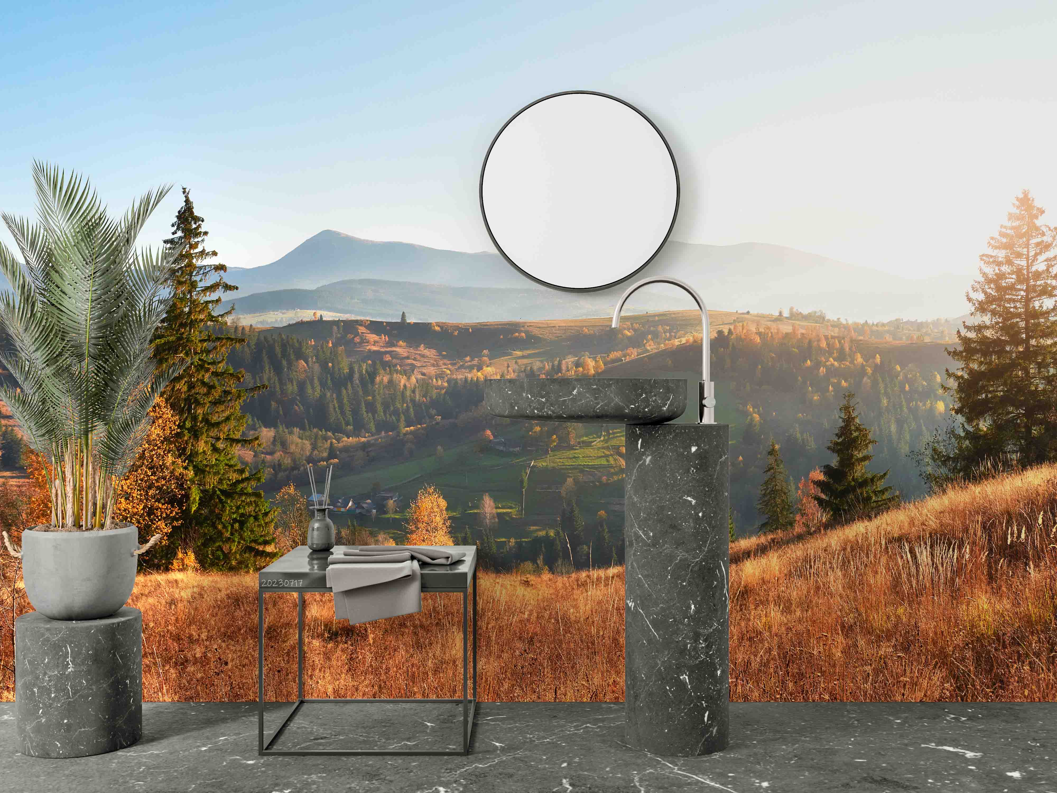 3D Mountains Autumn Landscape Wall Mural Wallpaper JN 379