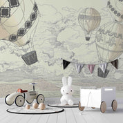 3D World Map Hydrogen Balloon Gray Wall Mural Wallpaper YXL 316