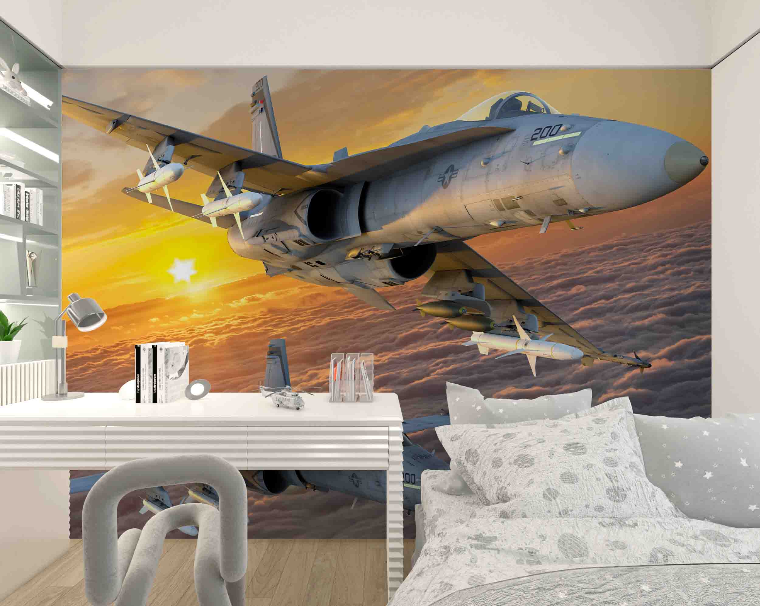 3D Boeing F-18 F Super Hornet Wall Mural Wallpaper GD 5413- Jess Art Decoration