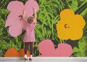 3D Graffiti Floral Grass Black Wall Mural Wallpaper YXL 2894