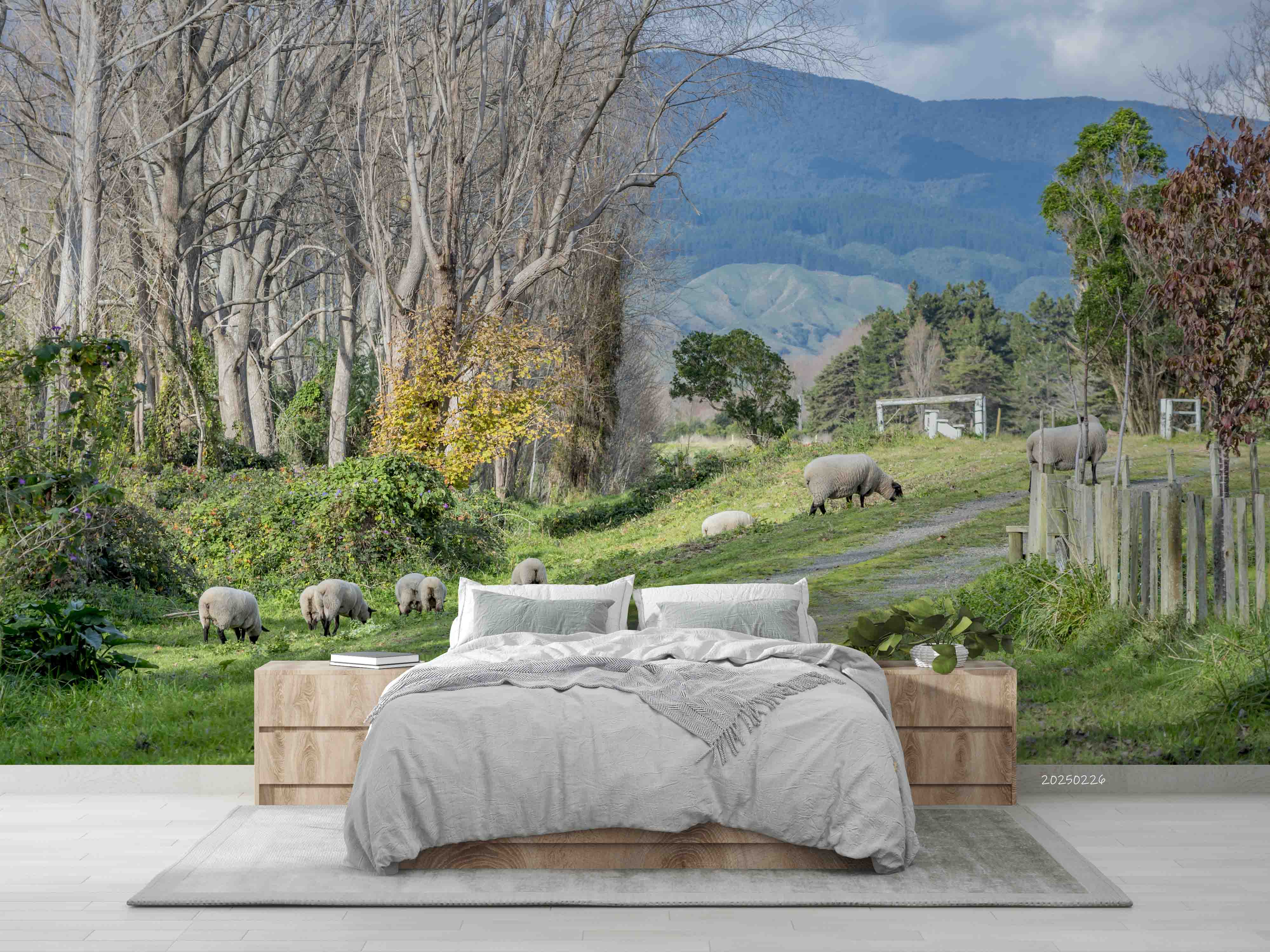3D Sky Green Forest Grassland Animal Sheep Wallpaper Wall Mural Wall Decor Wall Art Wall Sticker Remoable Wallpaper LQH