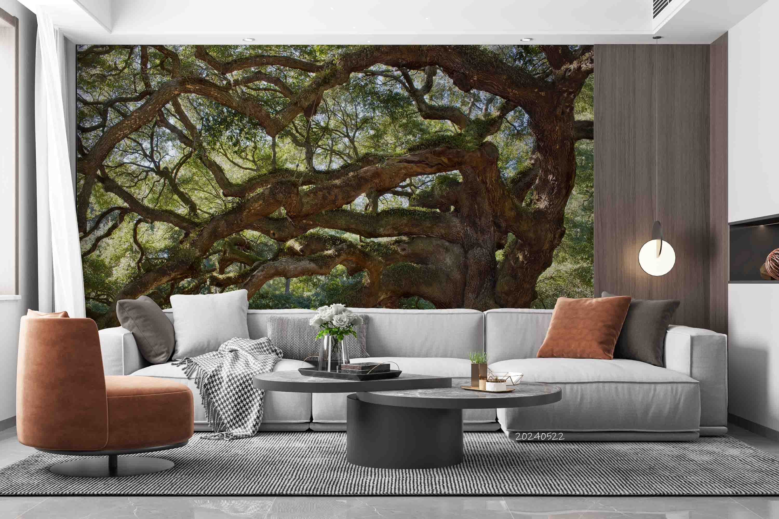 3D Forest Tree Trunk Sunlight Leaf Wall Mural Wallpaper YXL 502