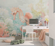 3D Sea Coral Sea Horse Froth Wall Mural Wallpaper YXL 687
