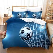 3D Blue Football Soccer Goal Quilt Cover Set Bedding Set Duvet Cover Pillowcases SF20
