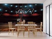 Basketball Court Lighting Wooden Floor Wallpaper basketball wall mural for bedroom, gym or sports room - view 4