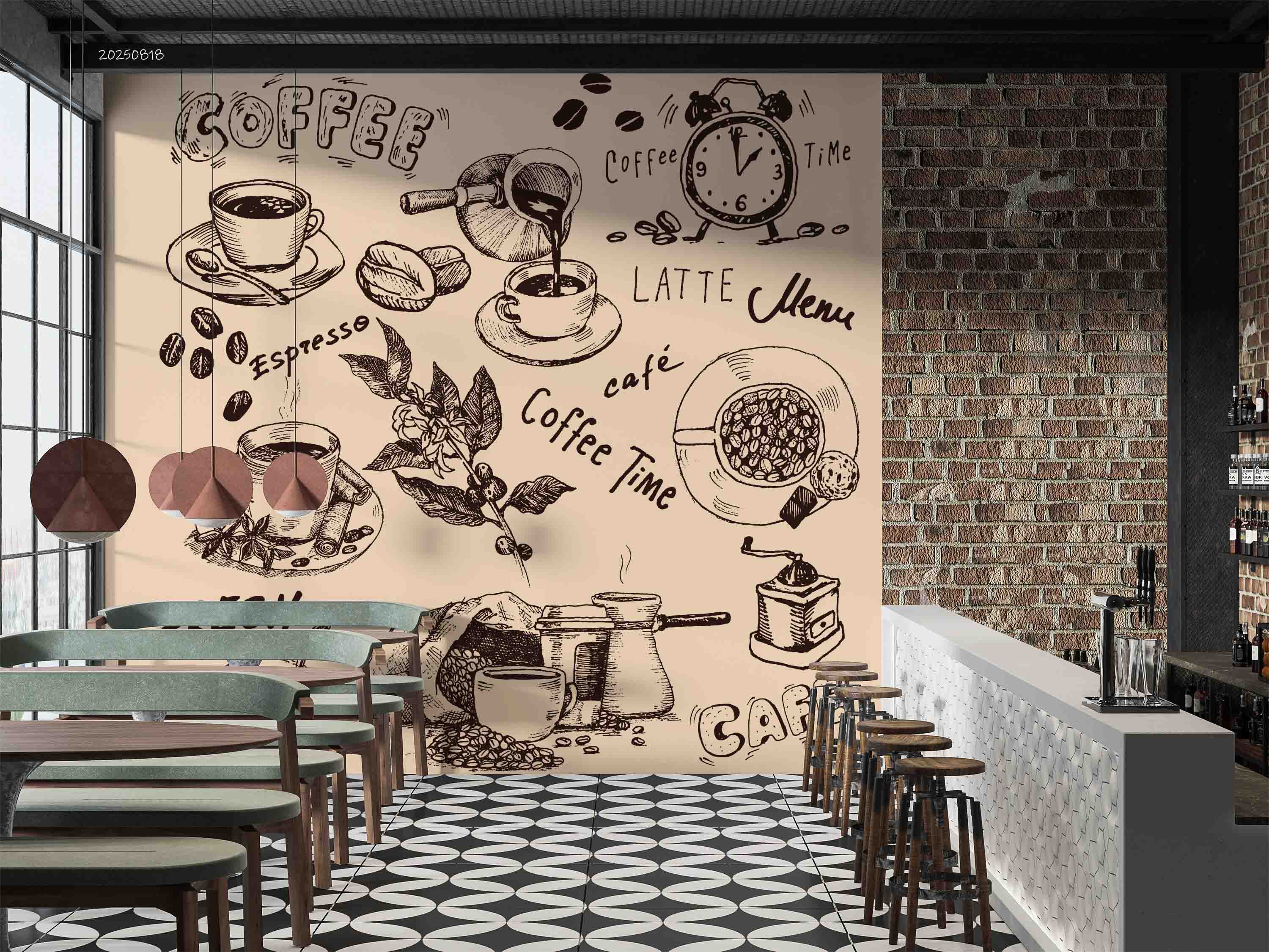 3D Restaurant Snack Bar Coffee Shop Wall Mural Wallpaper 39