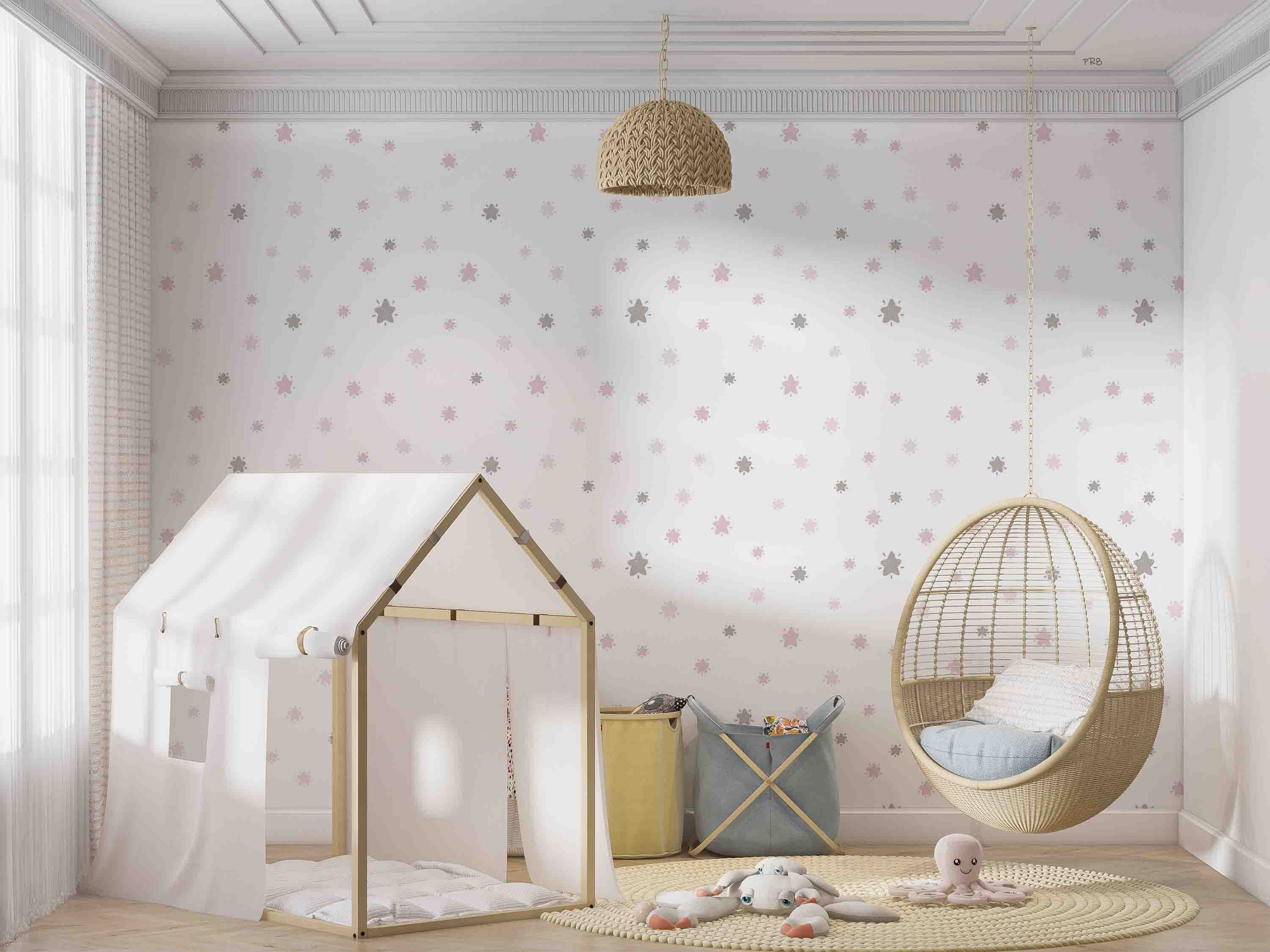 3D Star Pattern White Background Wall Mural Wallpaper GD 4538- Jess Art Decoration