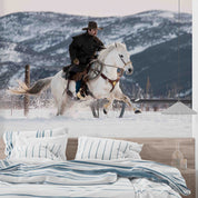3D Cowboy Horse Mountain Snow Wall Mural Wallpaper GD 5318- Jess Art Decoration