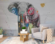 3D Animal Elephant Grassland Tree Wall Mural Wallpaper YXL 2903