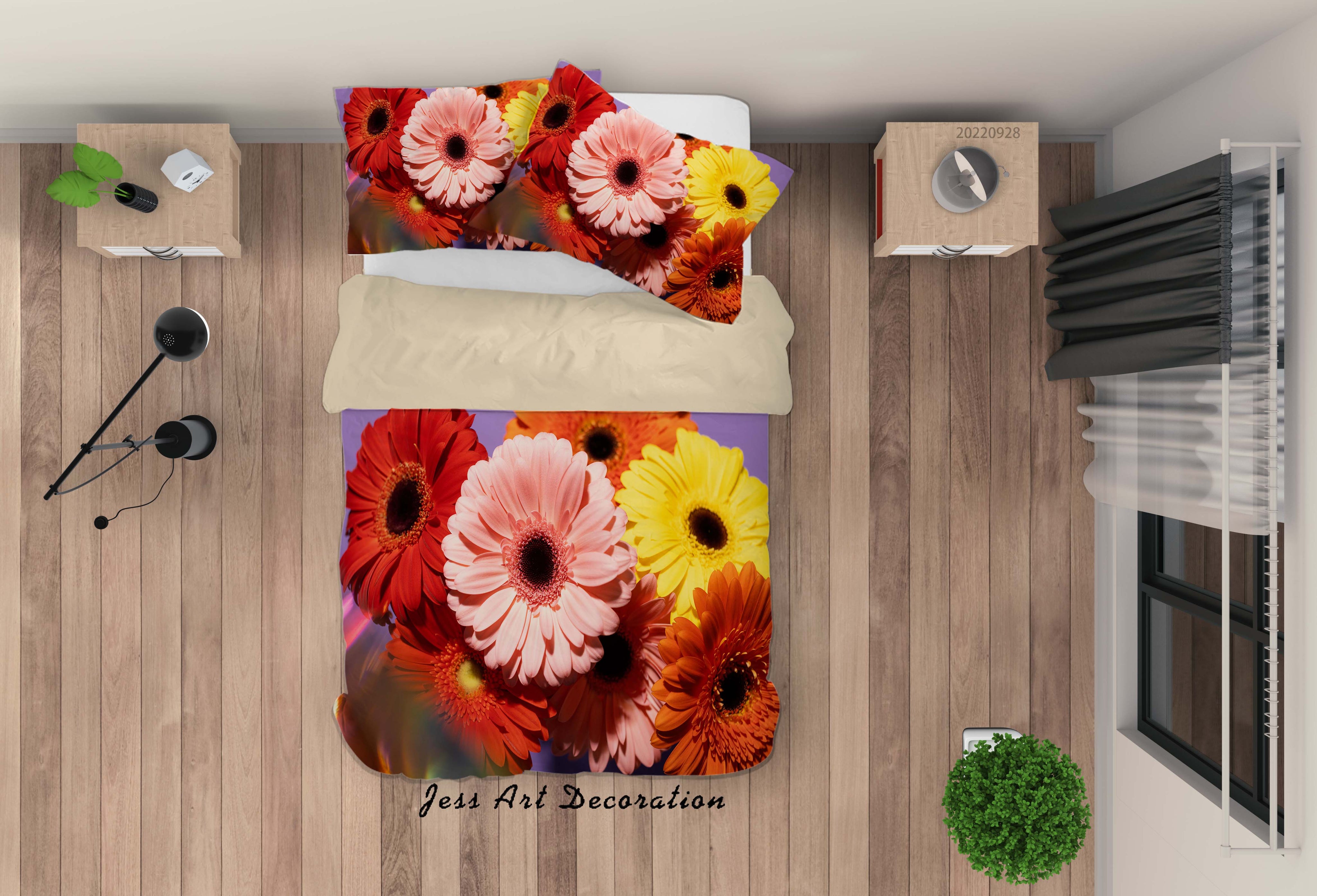 3D Floral Leaf Sunflower Quilt Cover Set Bedding Set Duvet Cover Pillowcase 307