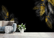 3D Silver Gold Tropical Leaf Frame Wall Mural Wallpaper GD 3337- Jess Art Decoration