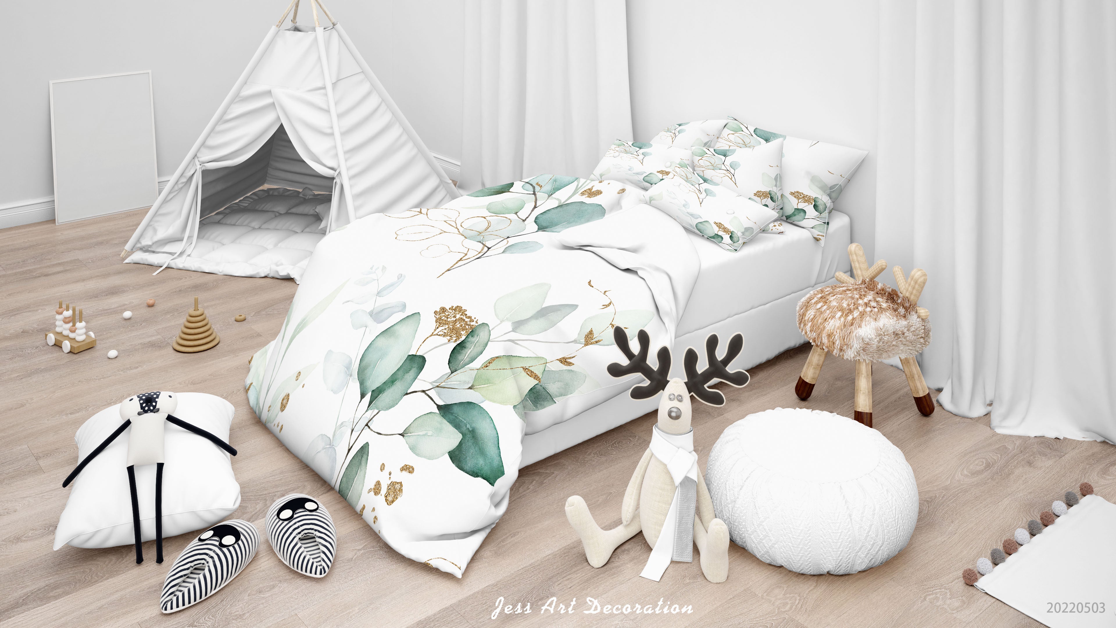 3D Floral Leaf Branch Quilt Cover Set Bedding Set Duvet Cover Pillowcase 536